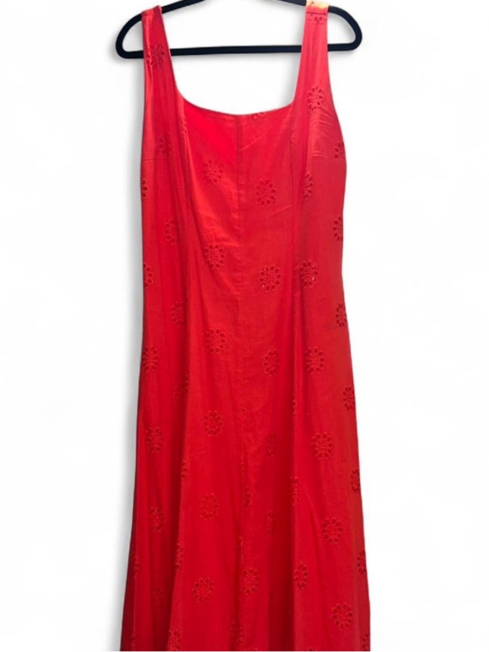 Red Floral Eyelet A-line Dress